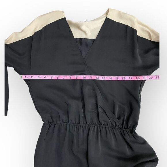 Parker Silk Colorblock Faux Wrap Blouson Mini Dress - Picture 8 of 9
